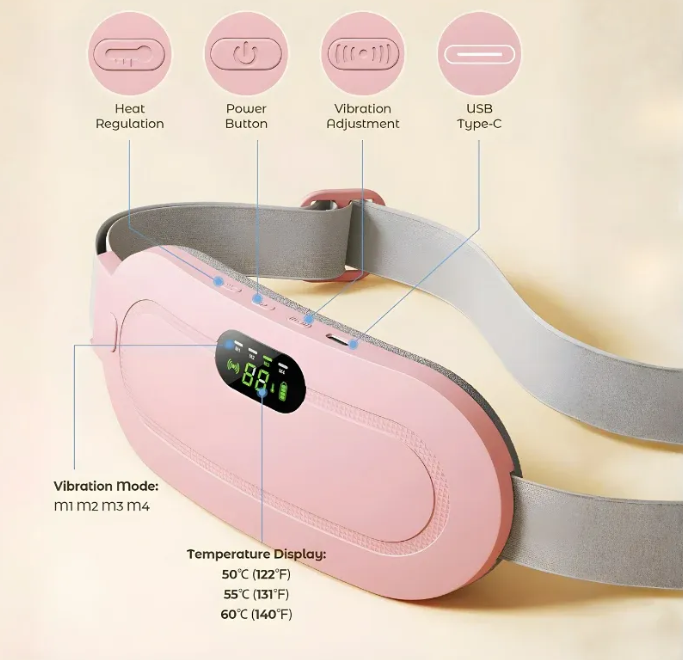 Digital Period Heating Pad & Vibrating Belt | Fast Relief for Menstrual Cramps