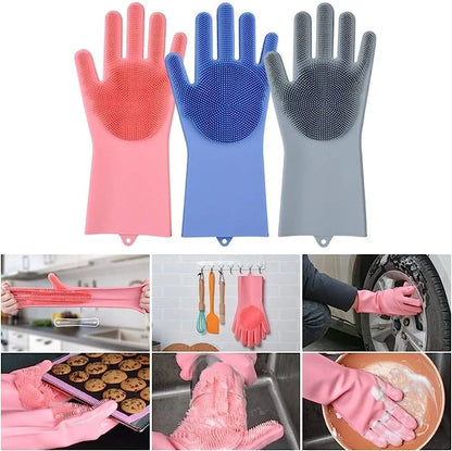 Multipurpose Silicone Cleaning Gloves for Dishwashing, Car Wash, Kitchen and Bathroom
