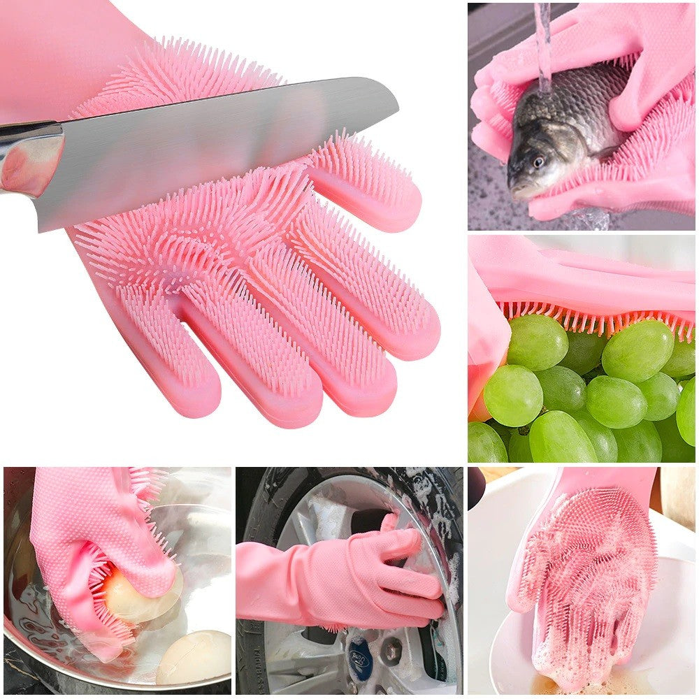 Multipurpose Silicone Cleaning Gloves for Dishwashing, Car Wash, Kitchen and Bathroom
