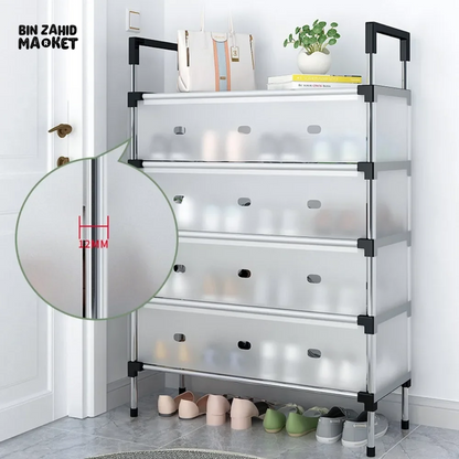 DUSTPROOF SHOE ORGANIZER RACK HEAVY DUTY STORAGE STAND FOR SHOES HEELS TOYS & MORE – HALLWAY DORM & GARAGE - 7 LAYER