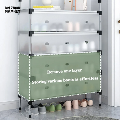 DUSTPROOF SHOE ORGANIZER RACK HEAVY DUTY STORAGE STAND FOR SHOES HEELS TOYS & MORE – HALLWAY DORM & GARAGE - 7 LAYER
