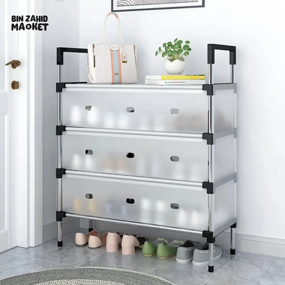 DUSTPROOF SHOE ORGANIZER RACK HEAVY DUTY STORAGE STAND FOR SHOES HEELS TOYS & MORE – HALLWAY DORM & GARAGE - 7 LAYER