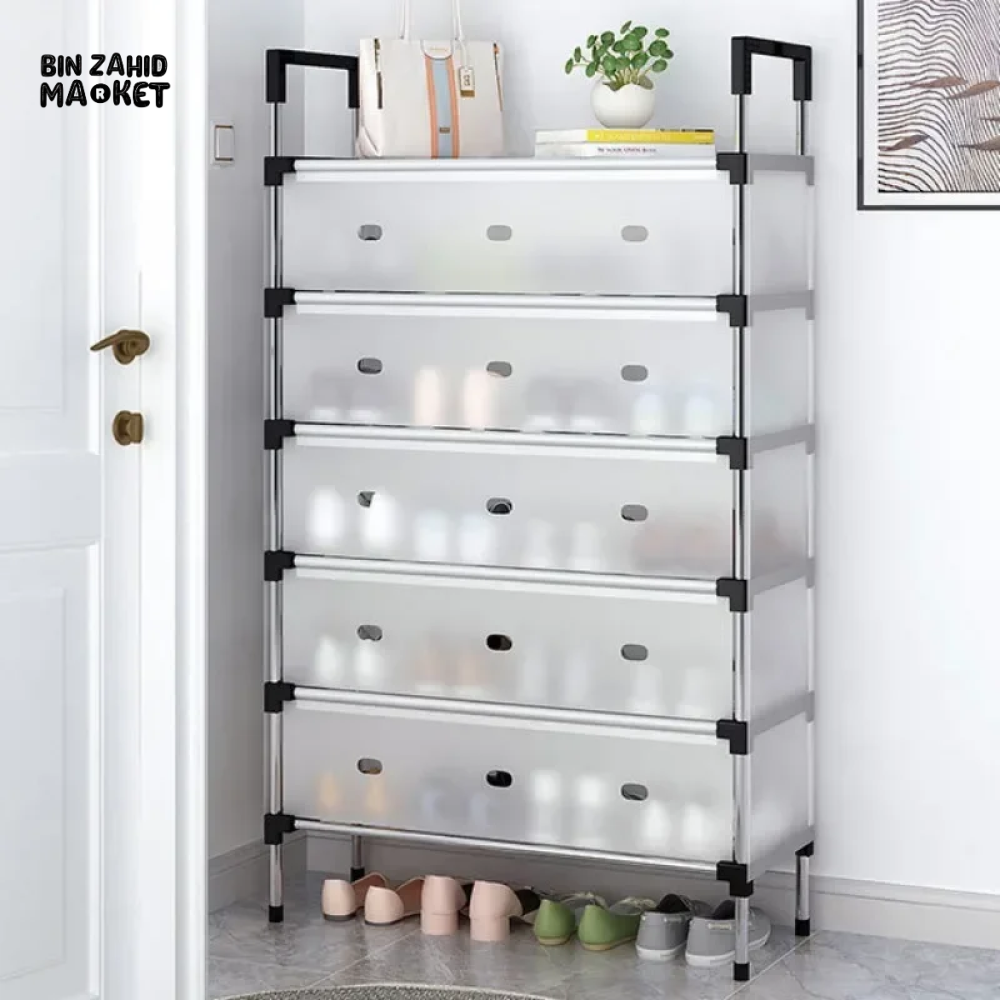 DUSTPROOF SHOE ORGANIZER RACK HEAVY DUTY STORAGE STAND FOR SHOES HEELS TOYS & MORE – HALLWAY DORM & GARAGE - 7 LAYER