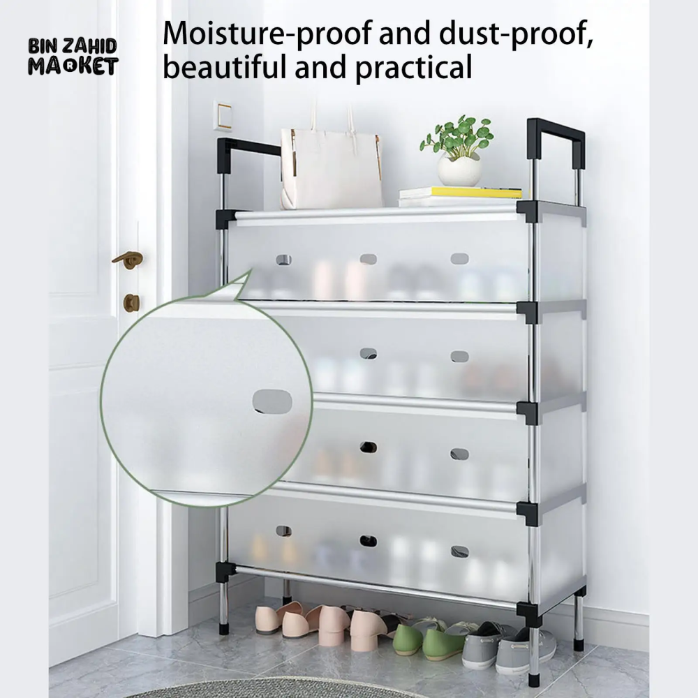 DUSTPROOF SHOE ORGANIZER RACK HEAVY DUTY STORAGE STAND FOR SHOES HEELS TOYS & MORE – HALLWAY DORM & GARAGE - 7 LAYER